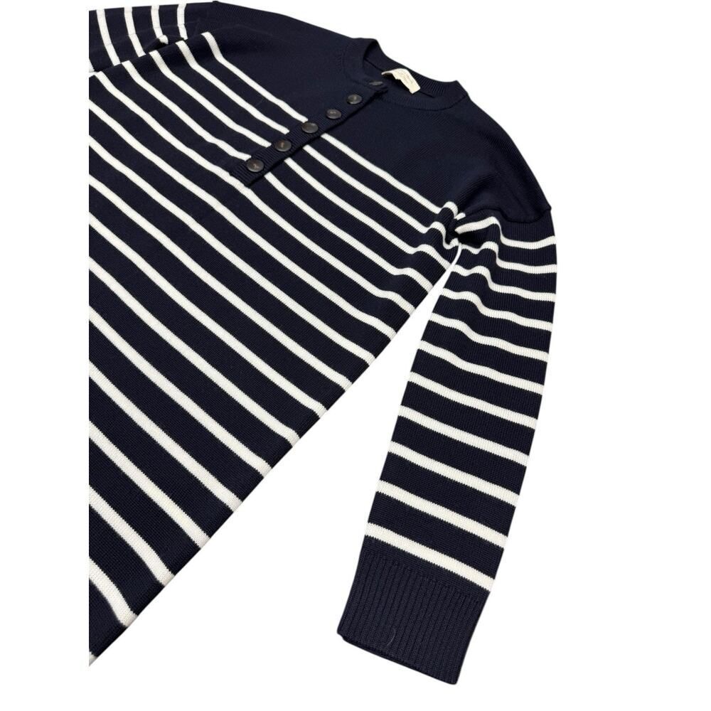 Sezane Evelyn Navy White Striped Merino Wool Sweater Dress XS Knit - Picture 6 of 9